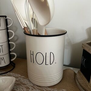 Rae Dunn Cream Utensil Holder with Black Accent